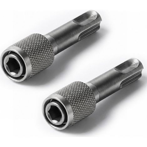 2 Adaptateur Tige hexagonale Foret en acier, réducteur télescopique auto-bloquant de tige ronde 10mm à six pans 6,35mm, pour perceuse SDS et marteau perforateur, argenté (1/5)
