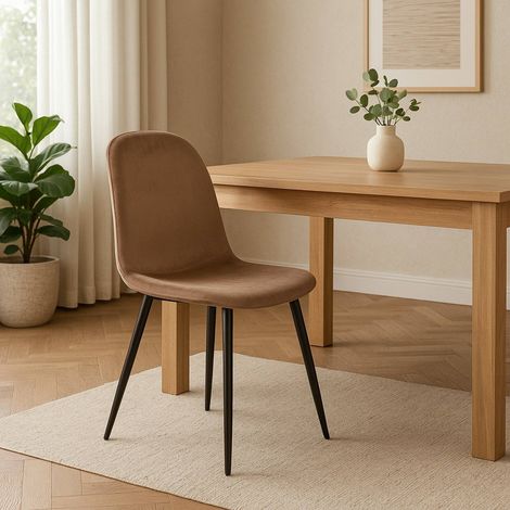 Dmora - Pismo Chair, Sillón tapizado en terciopelo, Silla de comedor acolchada, Asiento para reuniones, 45x56h87 cm, Gris, con embalaje reforzado (1/5)
