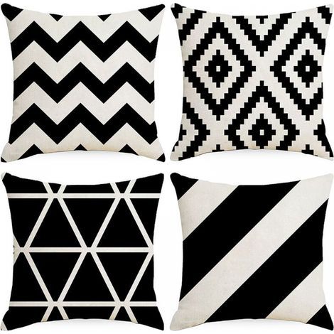 Set of 4 Pillowcases 45x45cm, Cushion Cover with Zipper for Home, Living Room Chair, Geometric Patterns (1/5)