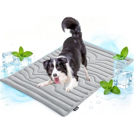 Tapis Rafraîchissant Pour Animaux Coussin Animaux Lavable Toutes Saisons Tapis Rafraîchissant Chiens En Soie Glacée Adapté aux petits moyens grands animaux en abri jardin sol niche9158cm (1/4)