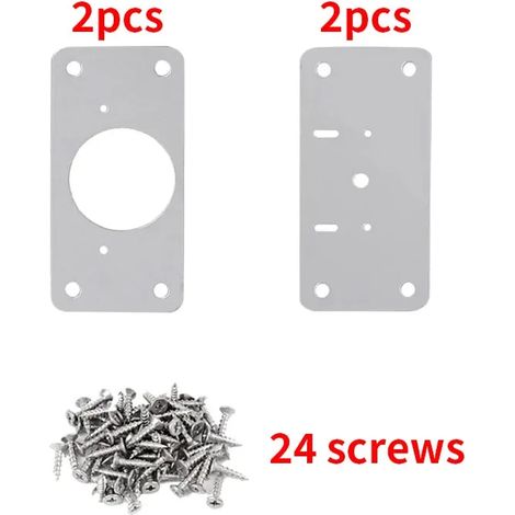 (2 paires et 24 vis) 4 plaques de fixation de charnières avec vis de montage, plaque de réparation de charnières, utilisées pour la réparation des charnières de portes d'armoires et de placards. (1/5)
