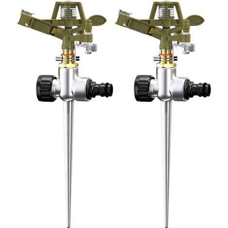 2X Arroseur à impulsions, portée 24m, rotation 360°, surface 450m², piquet de terre, jardin (1/5)