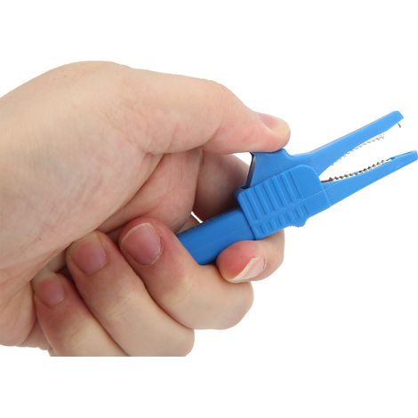 J.60039 Sicherheitsprüfklemme mit 4 mm Bananenstecker am Ende, große Pistolengriffklemme, verkauft in 5er-Packs, blau. (1/5)