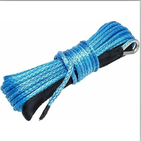 Corde Treuil Synthétique - 6 mm x 15 m - Résistance à la Rupture 3400 kg - Pour Treuils VTT UTV - Bleu (1/5)