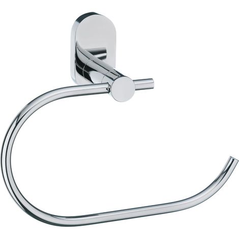 Anneau Porte-Serviettes à Coller 18,5cm, Montage Mural, Porte-Serviettes sans percer, Porte-Serviettes, LUCIDO, Acier Inoxydable Brillant (1/5)