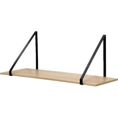 Calicosy – Étagère murale 1 niveau en panneaux de particules – Supports métal noir – Dimensions L 80 x P 29.5 x H 30 cm – Charge max 3kg (1/4)