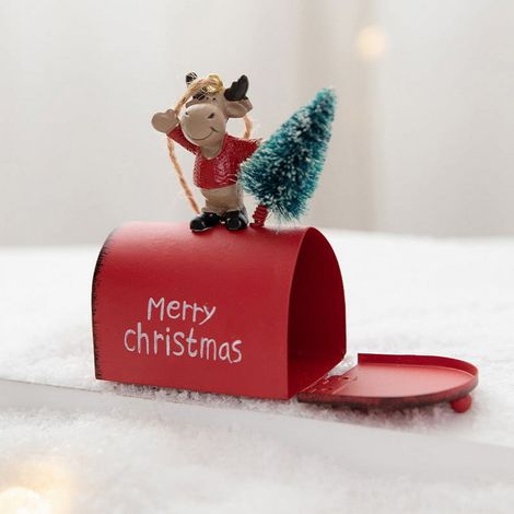 Pendentif Noël - Boîte Aux Lettres En Fer Forgé - Décoration Murale Extérieure Intérieure - Pour Arbre De Noël, Cheminée, Porte - 10 x 7 x 4 cm - 1 Pièce (1/4)