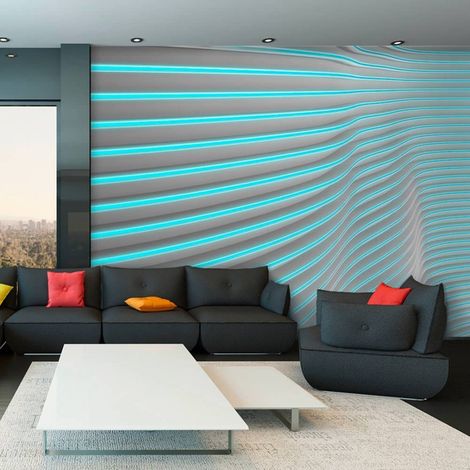 Papier peint bleu néon - 400 x 280 cm (1/4)