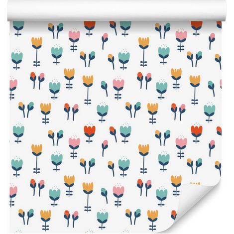 Tulpen-Tapete im skandinavischen Stil für Wohn- und Schlafzimmer, 50 x 1000 cm (1/5)