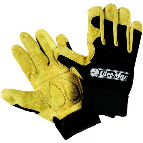 Oleo Mac – Gants de manutention taille 11 – Paume cuir fleur retourné – Dos polyester respirant – Norme EN 388 pour protection mécanique