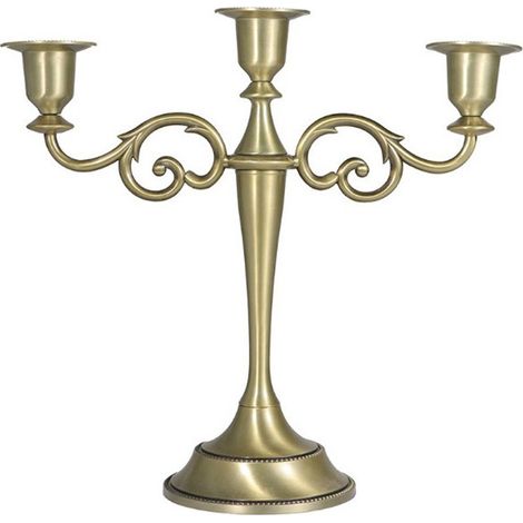 Bougeoir - Chandelier 3 Bras - Métal - Style Européen - Finition Bronze - Pour Table Salle À Manger - 1 Pièce