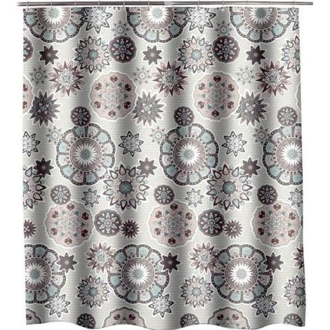 SABIR-Rideau de douche - INSFITY - 240 x 200 cm - Polyester - Blanc - Design moderne (1/4)