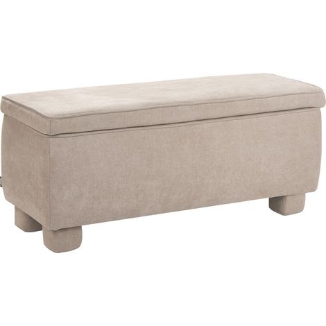 Banco para pasillo con almacenaje patas de madera de álamo tapizado de tela moderno beige Ithaca