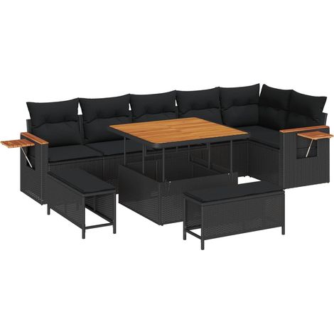 Maison Exclusive - Gartensofa-set 9 pcs Schwarz Poly-Rattan