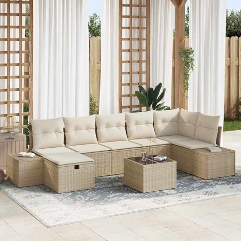 vidaXL Sofa Set mit Kissen 8 pcs Poly-Rattan (1/5)