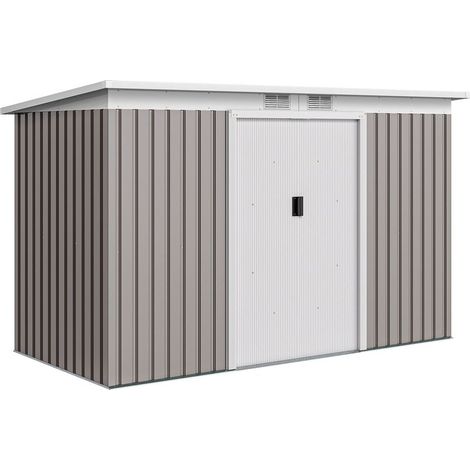 Abri de jardin 3,6 m² remise à outils avec kit de fondation en acier galvanisé 280 x 130 x 172 cm, gris clair (1/5)