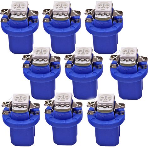 9pcs/set t5 b8.5 1smd car LED instrument central control light LED indicator 12V blue (1/5)