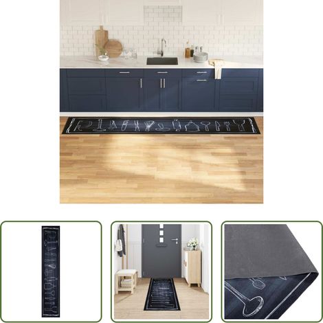 vidaXL Tapis antidérapant - Tapis de Cuisine Noir 300 x 60 cm Velours (1/5)