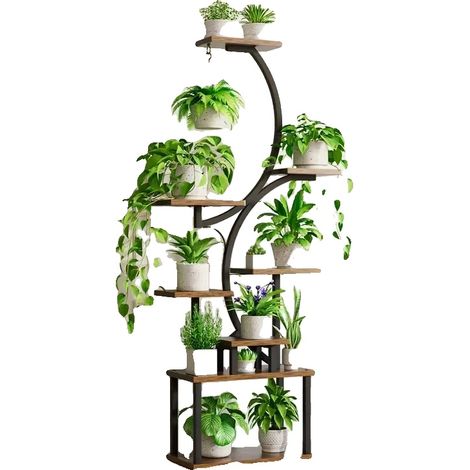 Support de plante haut, matériau en métal, hauteur 36 pouces, largeur 18 pouces, supporte jusqu'à 150 lbs, convient aux grands pots de fleurs (1/5)