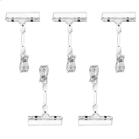 CCYKXAPorte-Clip5 pcs, Plastique Porte étiquette à Placer,Support Prix Transparente, Porte carte de lieu, Pince 16x8 cm,Clip Mémo Familial,Clip d'étiquetage