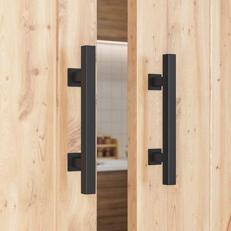 Poignées De Porte De Grange De 30 - 5 cm - Grand Design Rustique À Deux Côtés Pour Portes De Garage - Remises, Meubles - Finition En Poudre Noire (1/4)