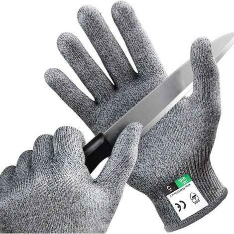 Une paire de gants anti-coupure grade 5, cuisine de qualité alimentaire protection anti-coupure abattage jardinage pêche gants de travail du bois L (1/4)