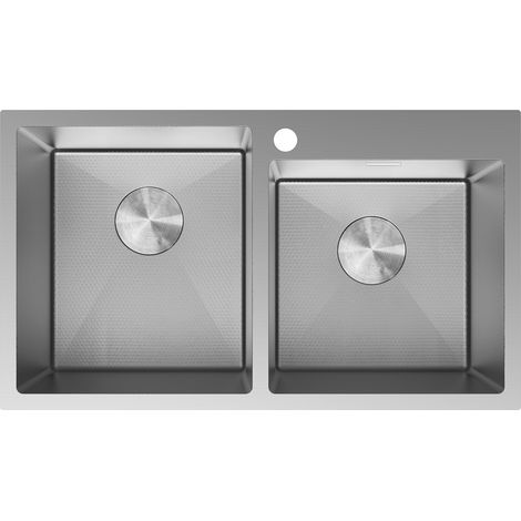Mexen Xorin lavello in acciaio a 2 vasche 780 x 450 mm, inox HC -6441782000-01HC (1/5)