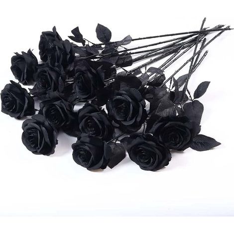 Rose artificiali con 12 steli, rose artificiali lunghe 45 cm con un solo stelo, fiori artificiali realistici per bouquet da sposa, decorazione da giardino, W (1/5)