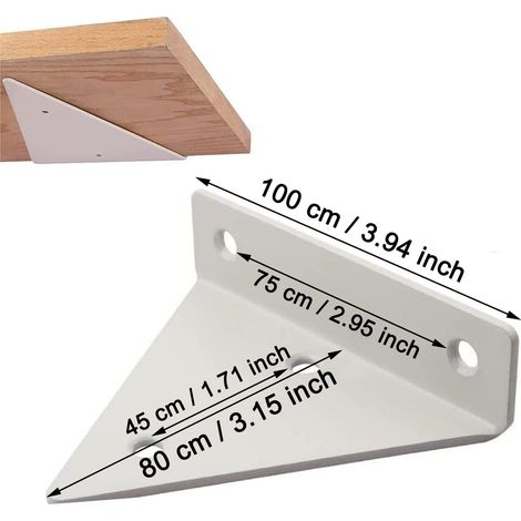 Staffe per mensole triangolari in metallo da 4 pezzi, robuste staffe di montaggio a parete in ferro, staffe per mensole sospese a parete, staffe per mensole invisibili a parete per soggiorno, bagno e  (1/4)