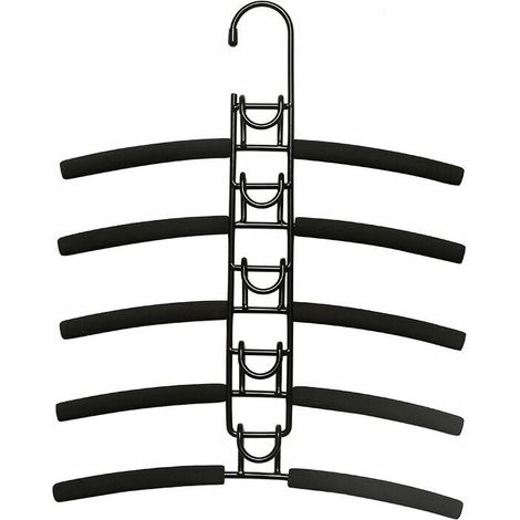 Cintres à Vêtements Multicouches 5 en 1 en Éponge Antidérapante en Métal pour Vêtements Garde-Robe Armoire Multifonctionnelle Rangement pour Vêtements Économiseur d'Espace, Noir,Enfants