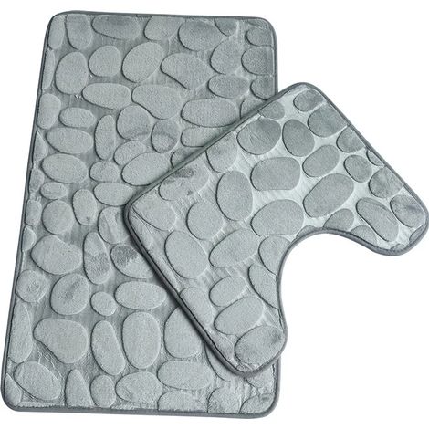 2-teiliges rutschfestes Badematten-Set, atmungsaktive Memory-Schaum-Badematte, bequem, weich, saugfähig, Toiletten-Badezimmer-Teppich, rutschfeste Unterstützung, Königsblau (1/5)