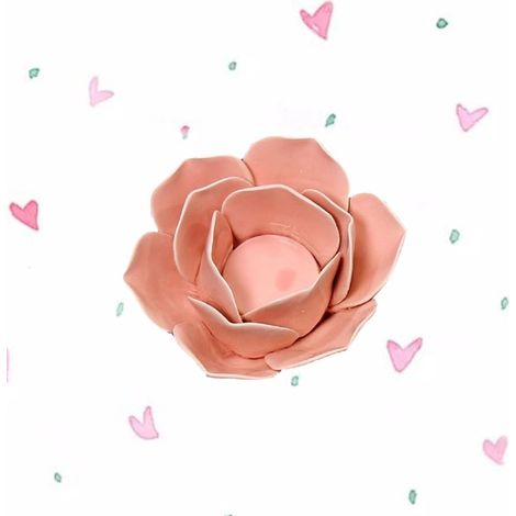 Porte-Bougie Lotus en Céramique Émaillée Rose pour Bougies Chauffe-Plat (1/5)