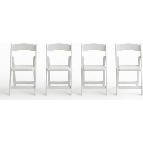 Set di 4 sedie pieghevoli 44x45x78 cm in resina, bianche, salvaspazio per sala da pranzo (1/5)