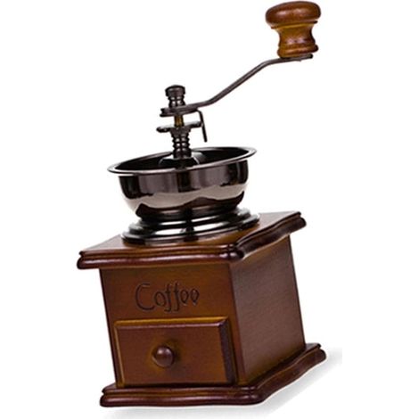 Molinillo de café manual con tapón de corcho – molienda ajustable – base de madera – dientes de cerámica (1/5)