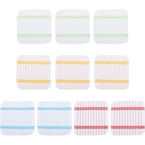 de 10 torchons de cuisine en coton carrés ultra absorbants