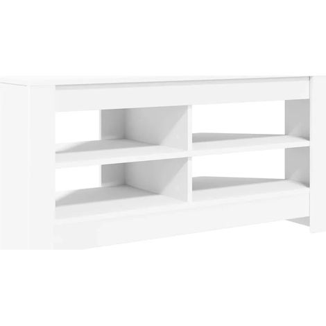 Meuble TV d'angle moderne optimal rangement 102 x 41 x 50 cm en bois d'ingénierie blanc (1/5)