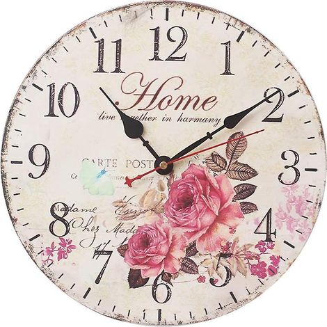 Horloge murale vintage silencieuse en bois de 34 cm (13 pouces), sans tic-tac. (1/3)