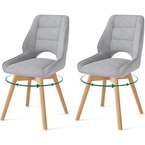 WAFTING Lot de 2 Chaises de Salle à Manger Pivotante, Chaise de Cuisine Scandinave, Pieds en bois massif, Gris Clair (1/5)