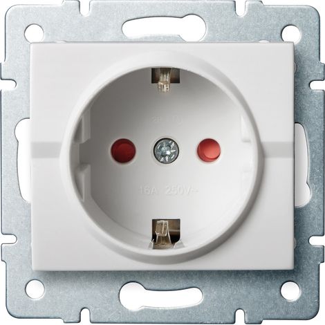 Prise Schuko Sécurisée Enfant – Plastique Ignifugé – Blanc – 16A – Encastrable (1/2)
