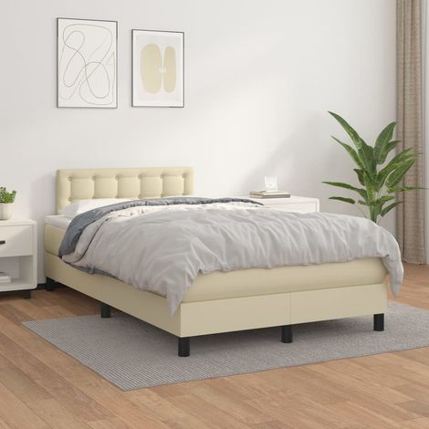 Boxspringbett mit Matratze Creme 120x200 cm Kunstleder