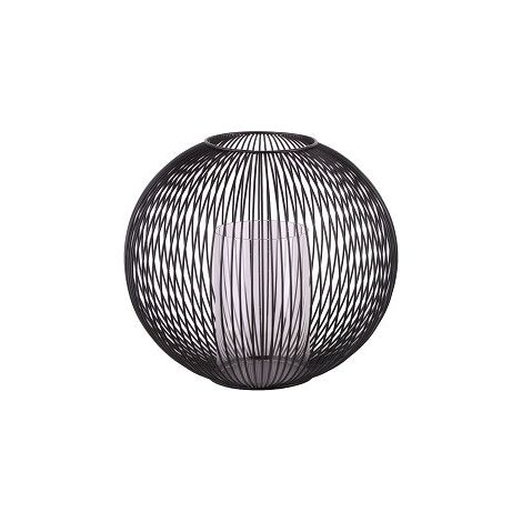 TrendLine Deko Eisen-Glas Windlicht rund Ø 27 x 24 cm schwarz