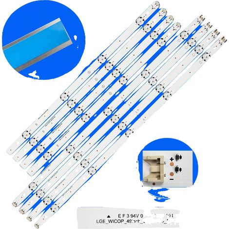 Tiras de retroiluminación LED, 994 mm de longitud, 9 LED por tira, voltaje LED de 3 V, compatible con la serie 49UH610A, PVC de alta calidad. (1/5)