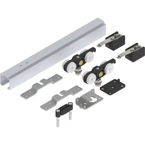 Solido 80 "WT" Schiebetür-Beschlag  Flügelb. 900-1000 mm, Tragkraft 80kg  inkl. Laufschiene, silber eloxiert