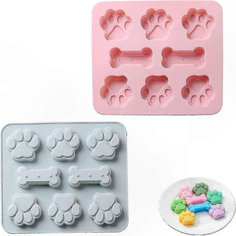Moules en silicone monobloc en forme de pattes de chat et de chien, adaptés à la confection de friandises pour chiens, de chocolats et de glaces peuvent être congelés pour la conservation. (1/5)