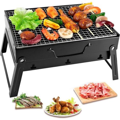 Barbecue Portable Pliable Mini Barbecue à Charbon de Bois pour Jardin, Camping et Terrasse, avec Sac Isolé