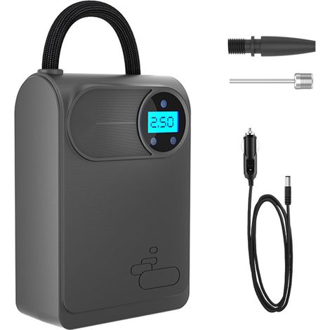 Pompe à air de voiture compresseur portable gonfleur de pneu électrique multifonctionnel supporte la détection de pression et la fonction d'arrêt automatique pour les balles de pneus de vélo de moto (1/5)