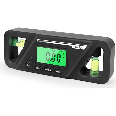 Nivel de burbuja digital, 4 x 90°/2 x 180°, transportador digital pequeño, regla de ángulos con pantalla LCD retroiluminada, 2 modos de medición, inclinómetro digital, herramientas de medición de nive