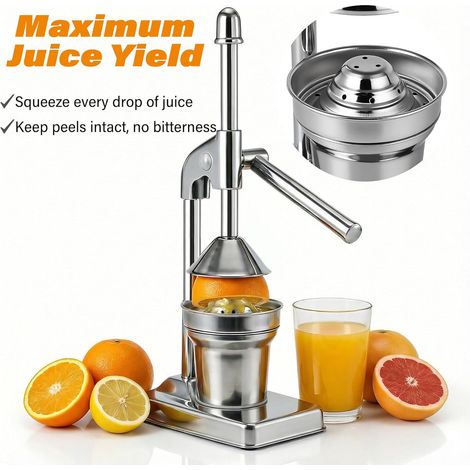 Presse-fruits manuel en acier inoxydable - convient pour extraire le jus des légumes, des fruits et des oranges. (1/4)