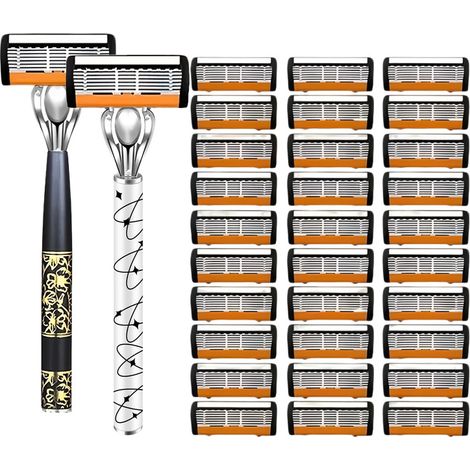 Tête De Rasoir 6 lames De Rechange,2 manches de rasoir + 30 lames
10
2 manches de rasoir + 60 lames (1/4)