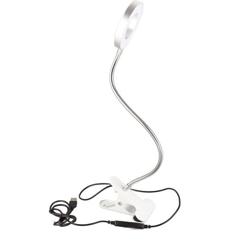 Lampe de lecture à pince, 48 LED, 5000K à 6500K, 5-10W, fixation ferme, protection oculaire flexible, lampe de bureau, 5V 2A (1/5)
